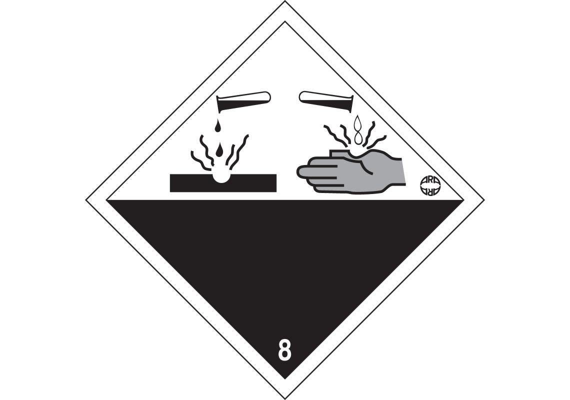 Alu-Plakette Gefahrensymbol Nr. 8 „Ätzende Stoffe”